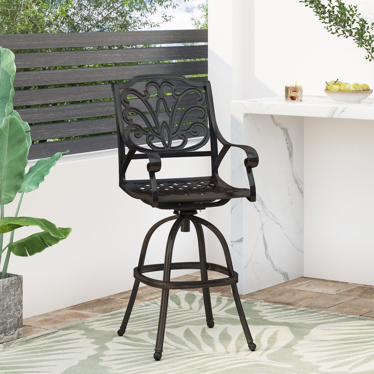 Cast Aluminium Swivel Bar Stool