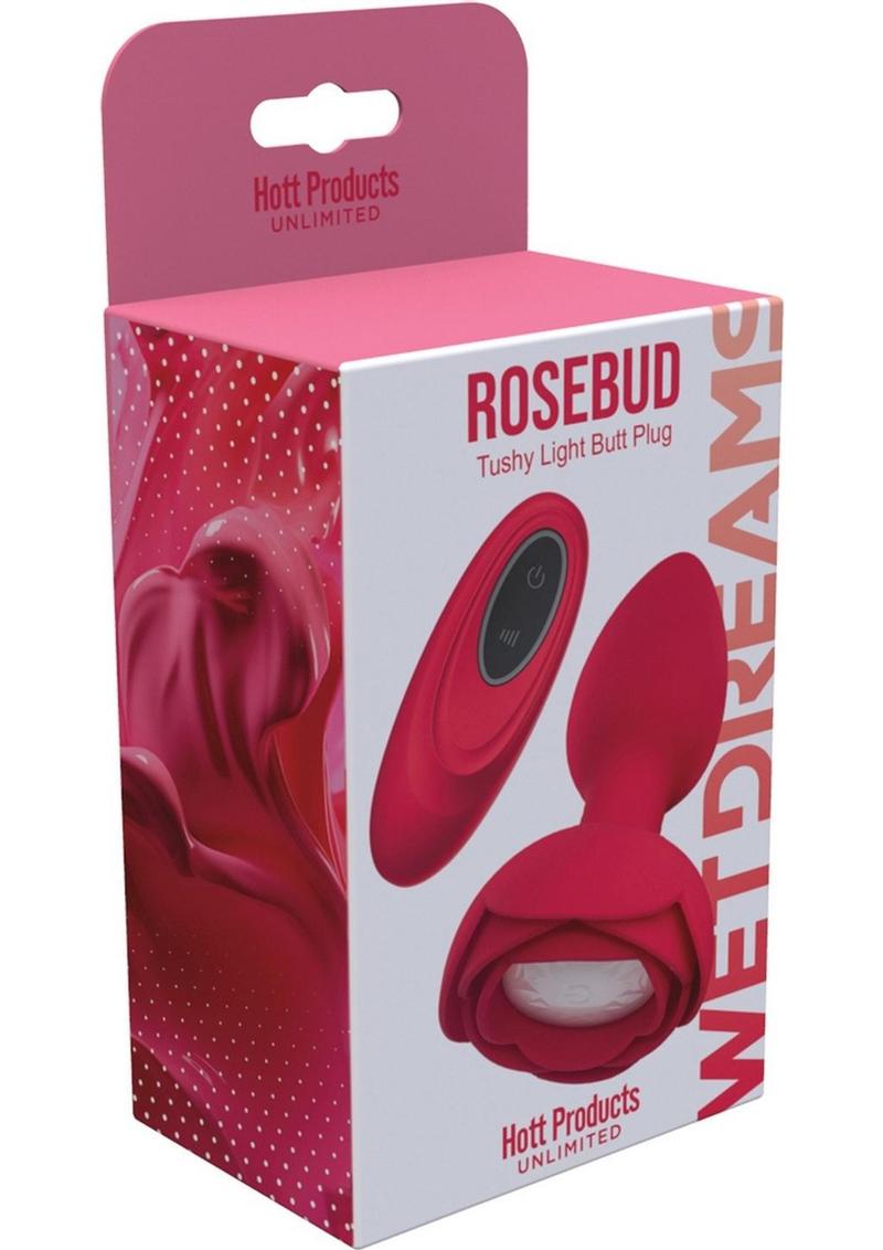 Wet Dreams Rosebud Tushy Light Silicone Butt Plug with Remote Control