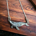 Sterling Silver Whale Festoon Necklace — Complete 18" Sterling Silver Festoon Box Chain Necklace