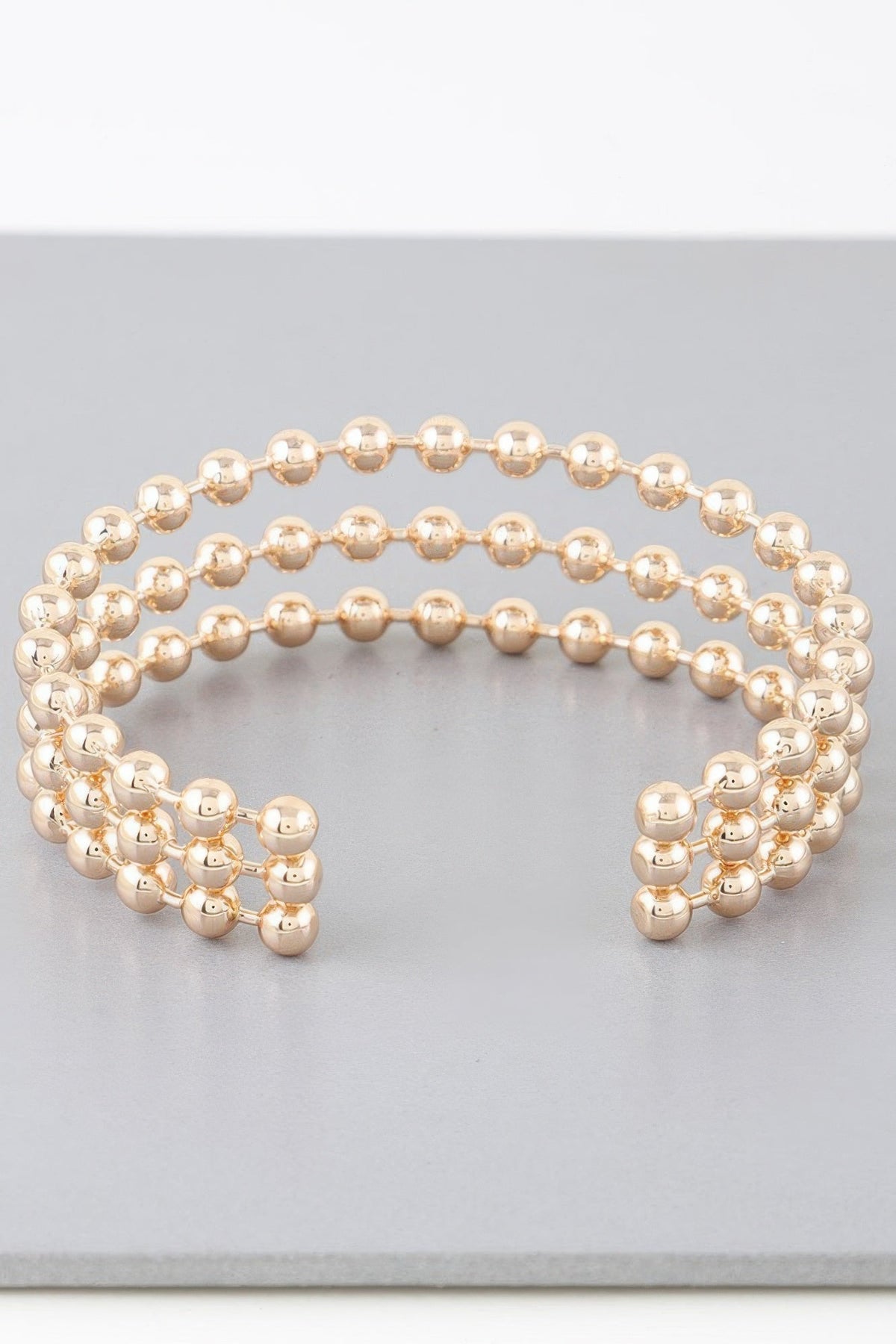 Wide Triple Beaded Cuff Bracelet