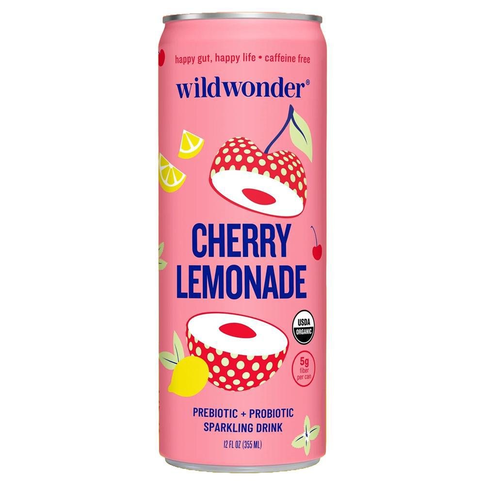 Wildwonder - 'Cherry Lemonade' Organic Prebiotic + Probiotic Sparkling Drink (12OZ)