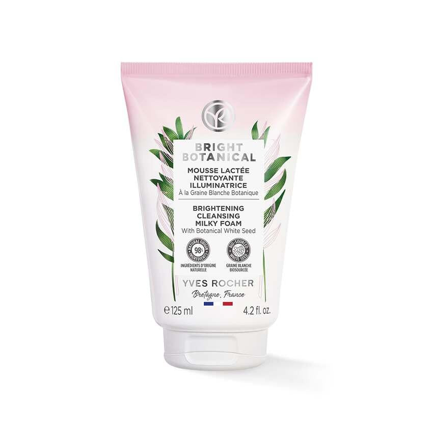 Yves Rocher Bright Botanical Facial Cleansing Foam - Gentle Makeup Remover for Blemished Skin with White Tagua Seed