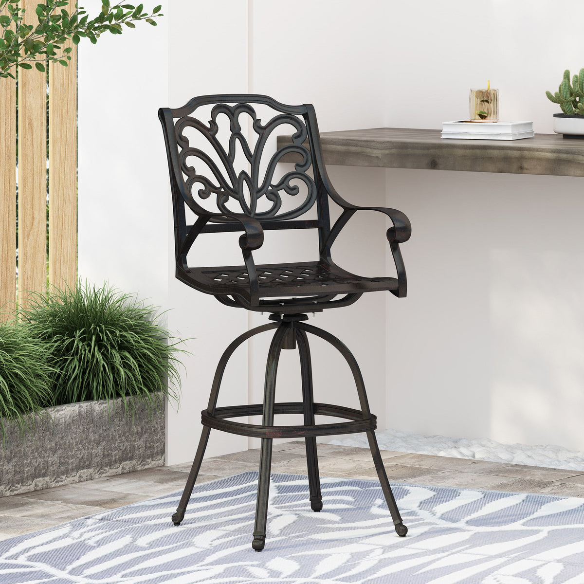 Cast Aluminium Swivel Bar Stool