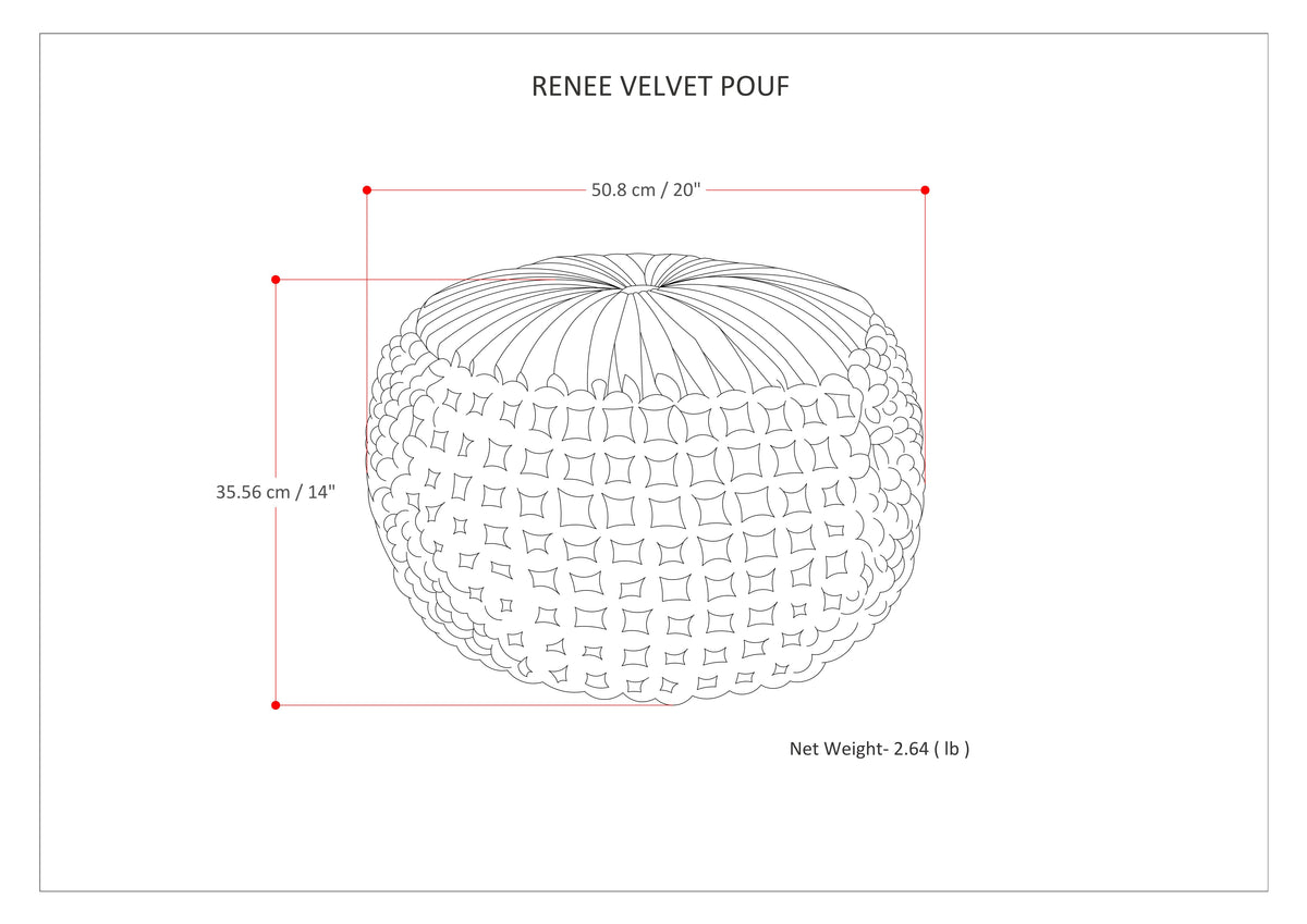 Renee 20 Inch Wide Round Pouf in Dark