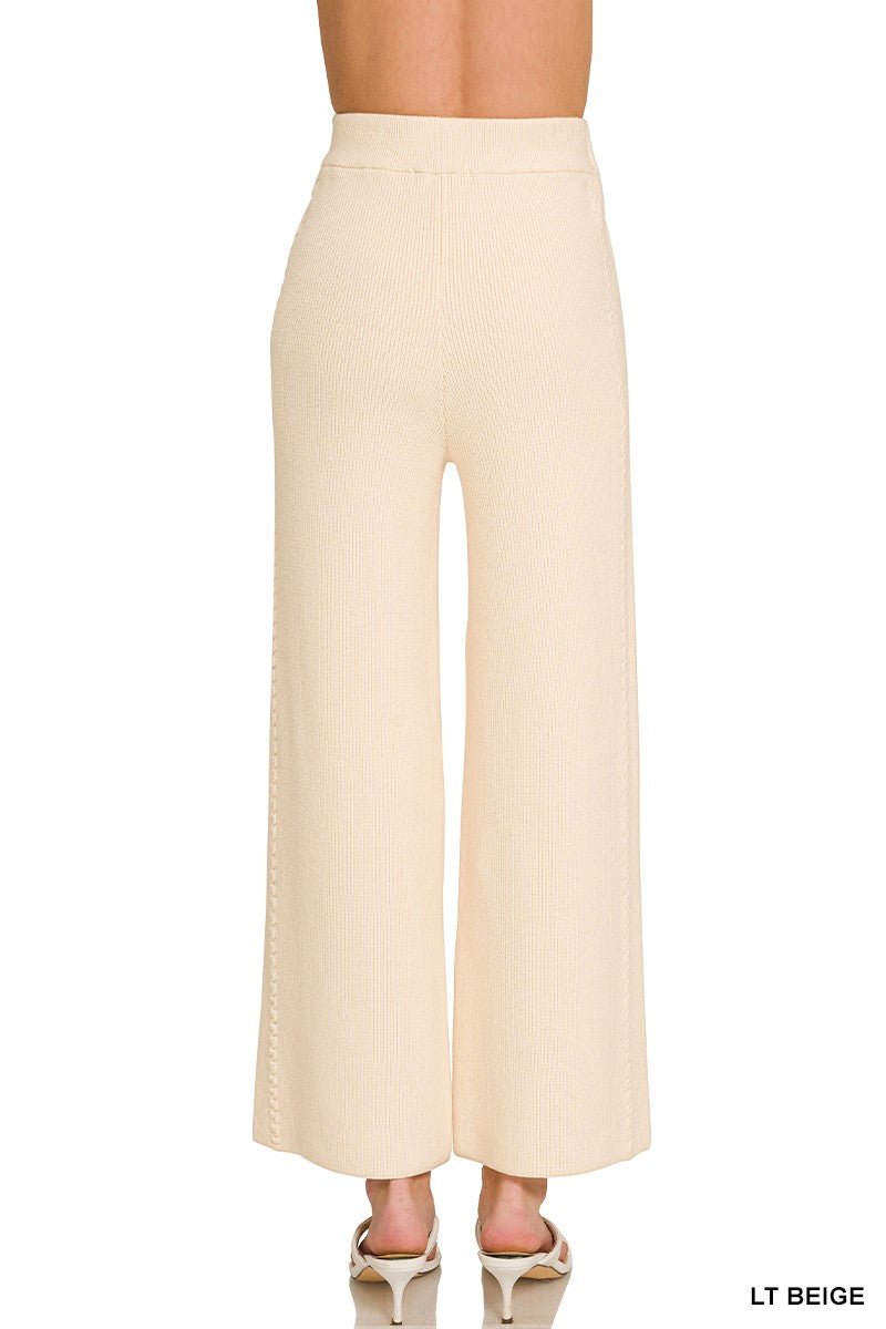 Light Beige Viscose Sweater Pants by Zenana